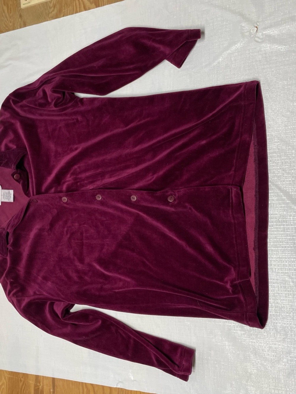 Velvet Button-Front Pajama Set in Berry - Picture 2 of 9